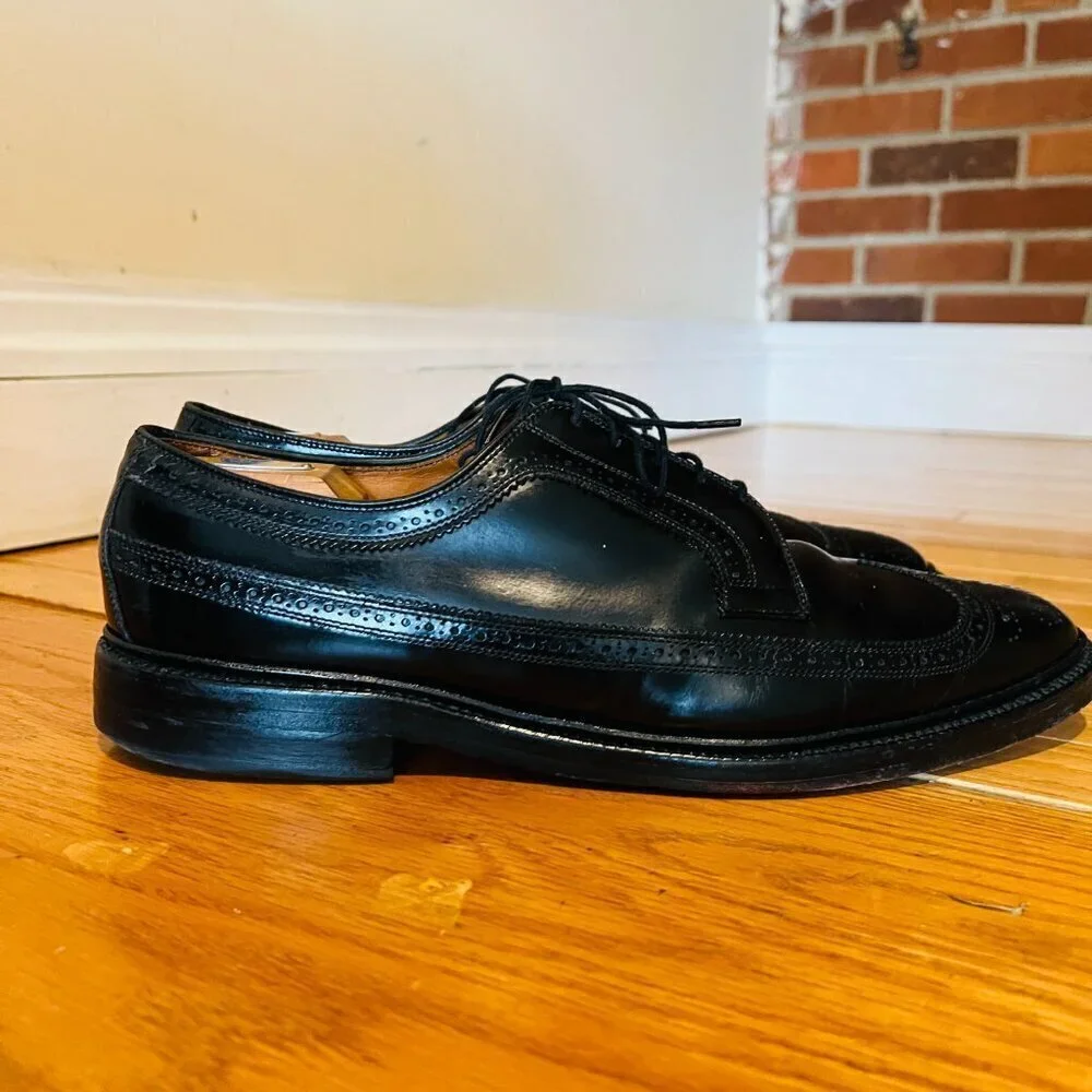Allen Edmonds MacNeil US 12 B Longwings Oxford Wingtip Black Leather USA Made